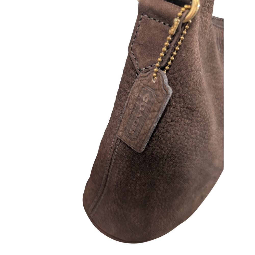 COACH COLLECTOR! ESPRESSO BROWN GENUINE PEBBLED NUBUCK LEATHER BUCKET BAG PURSE! - Picture 5 of 14